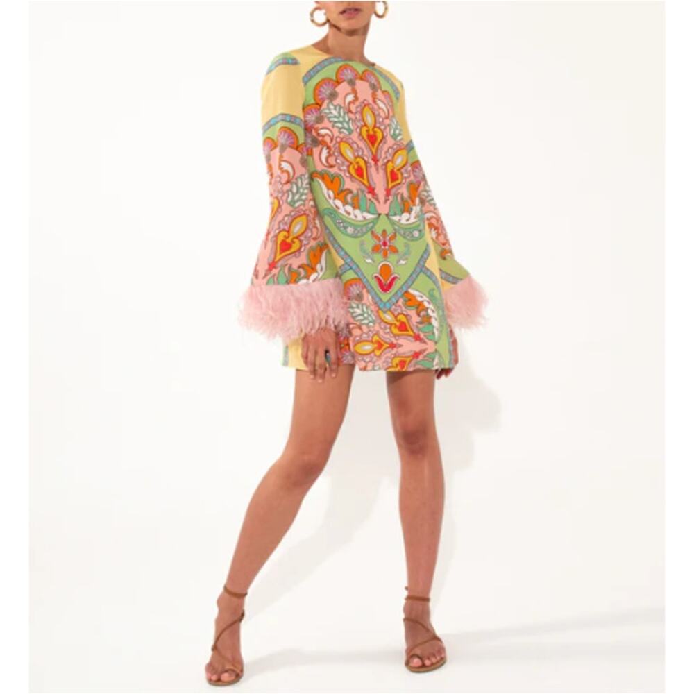 Borgo De Nor Selene Yellow Cocoa Crepe Mini Dress 8 | US 4